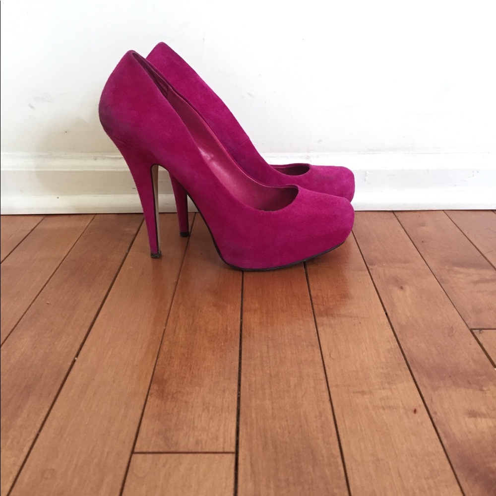 Fuschia suede heels